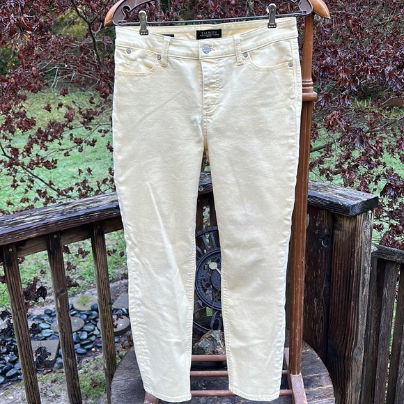 Talbots flawless 5 pockets slim ankle petites jeans off white mute yellow 8P - Picture 3 of 6